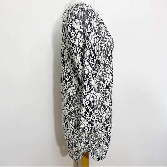 JESSICA SIMPSON Maternity lace Applique on netting ruched side back zip top XL - Picture 5 of 10